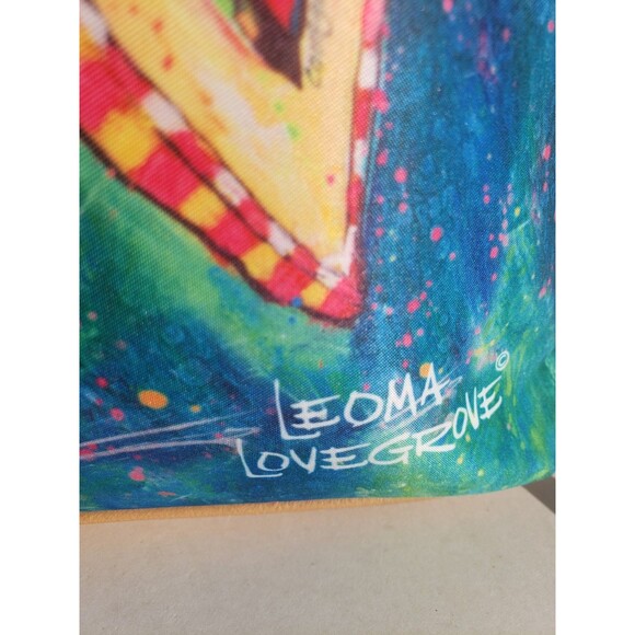 Leoma Lovegrove Art Double Hearts & Palms Crossbody Bag Pink Blue Painted EUC - Picture 4 of 16